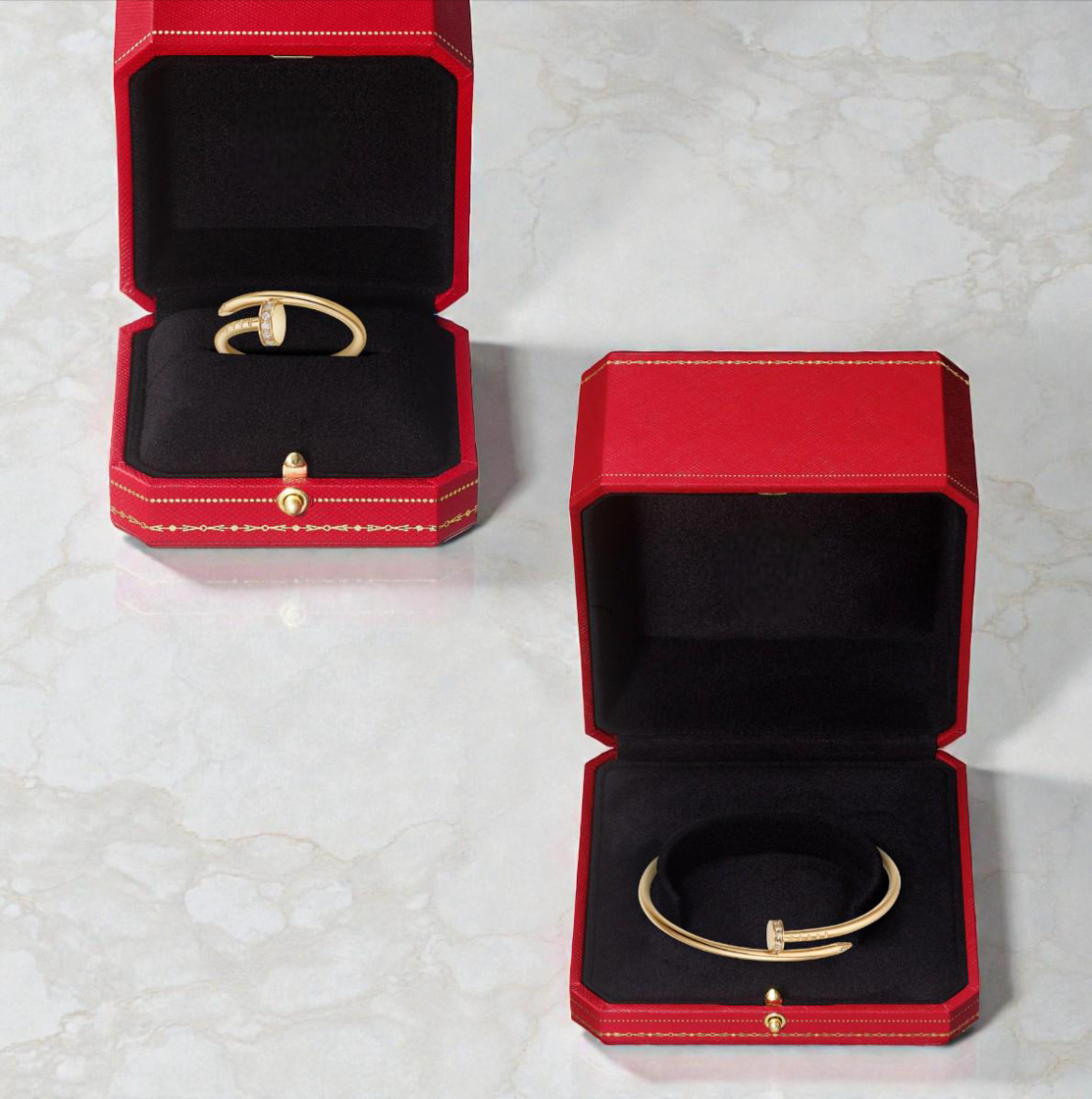 Hammered Bracelet & Ring Set - 18k Solid Gold (small)